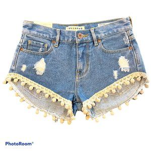 BULLHEAD Sz 0 High Rise Pompom Distressed Shorts